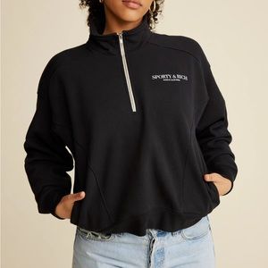 Sporty & Rich Black Half Zip sweatshirt